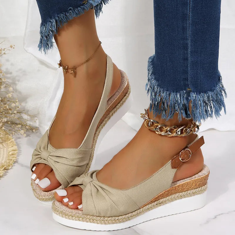 Summer Wedges Sandals Buckle Platform Walking Slippers Non-slip Open Toe Ladies Shoes Casual Outdoor Shoes for Female Plus Size