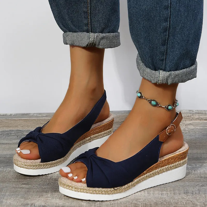 Summer Wedges Sandals Buckle Platform Walking Slippers Non-slip Open Toe Ladies Shoes Casual Outdoor Shoes for Female Plus Size