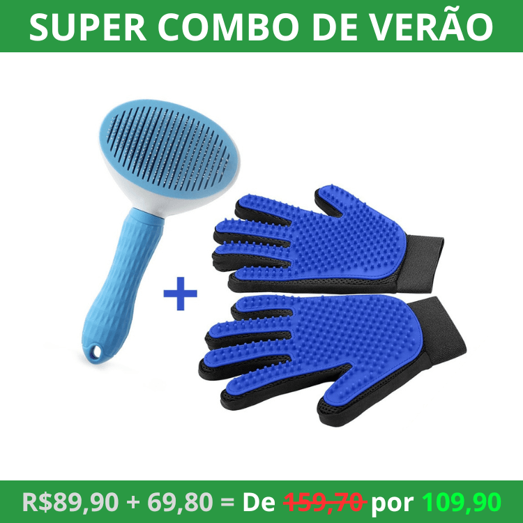 KUUPLE - (Combo) Luva Removedora de Pelos + Escova removedora