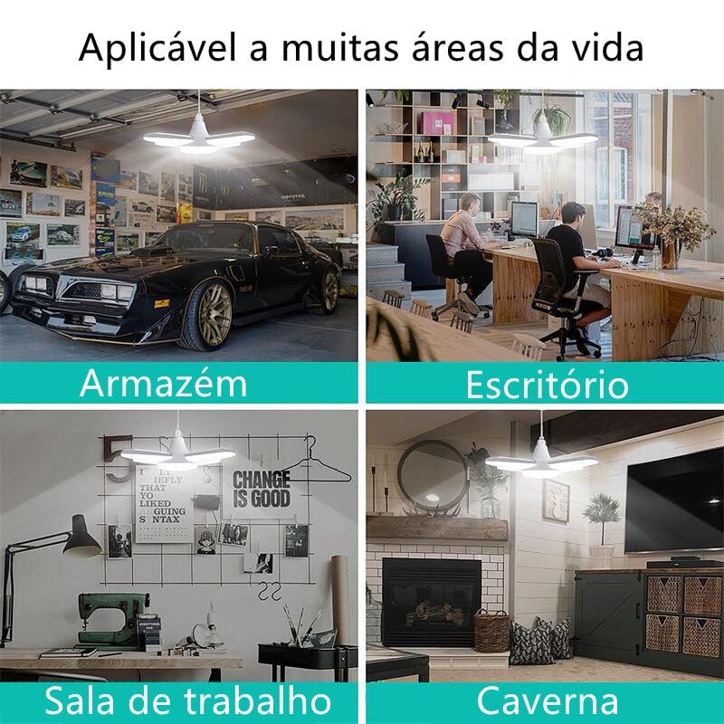 Lâmpada LED Dobrável E27 Parafuso de 4 Folhas Lâmpada de 4 Folhas 28W Mini Lâmpada de Três Folhas de Largura